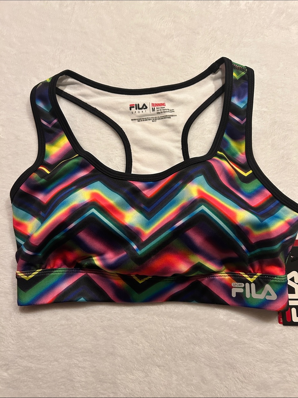 FILA Sport Women’s Medium Support Chevron Racerback Wireless Pullover Bra NWT